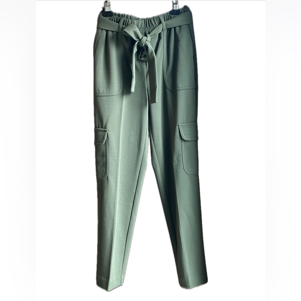 Chapter One Sportswear / Office belted Olive Green Cargo Ankle pants .
